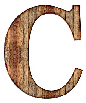 Rustic Wooden Letter C PNG