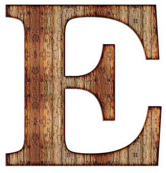 Rustic Wooden Letter E PNG