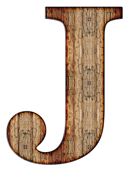 Rustic Wooden Letter J PNG