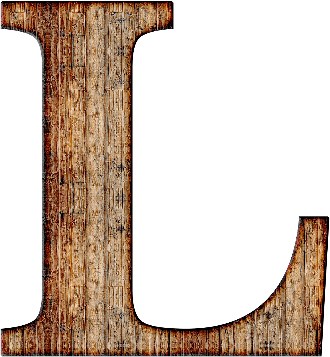 Rustic Wooden Letter L PNG