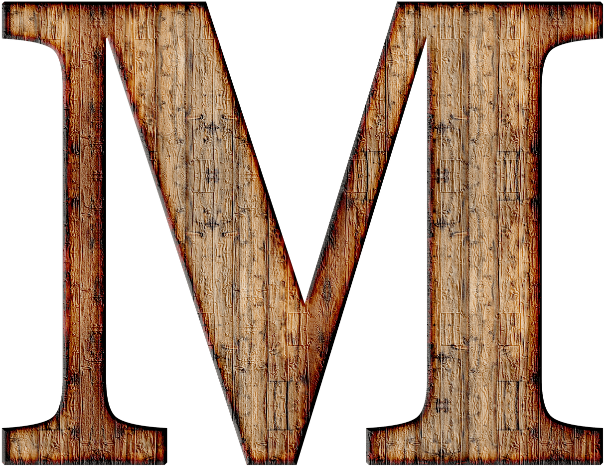 Rustic Wooden Letter M PNG