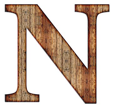 Rustic Wooden Letter N PNG