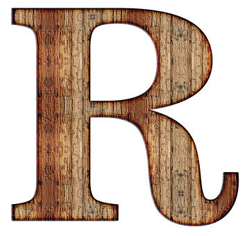 Rustic Wooden Letter R PNG