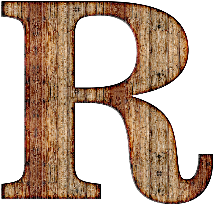 Rustic Wooden Letter R Texture PNG