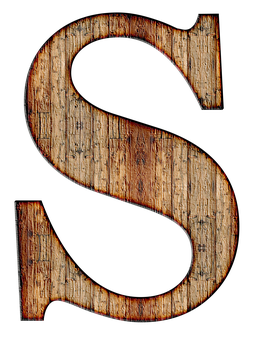 Rustic Wooden Letter S PNG