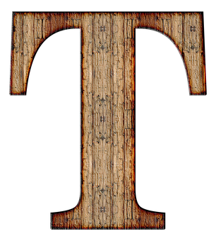 Rustic Wooden Letter T PNG