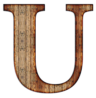 Rustic Wooden Letter U PNG