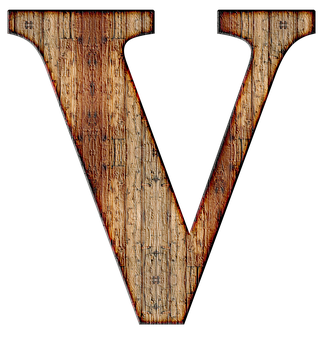 Rustic Wooden Letter V PNG