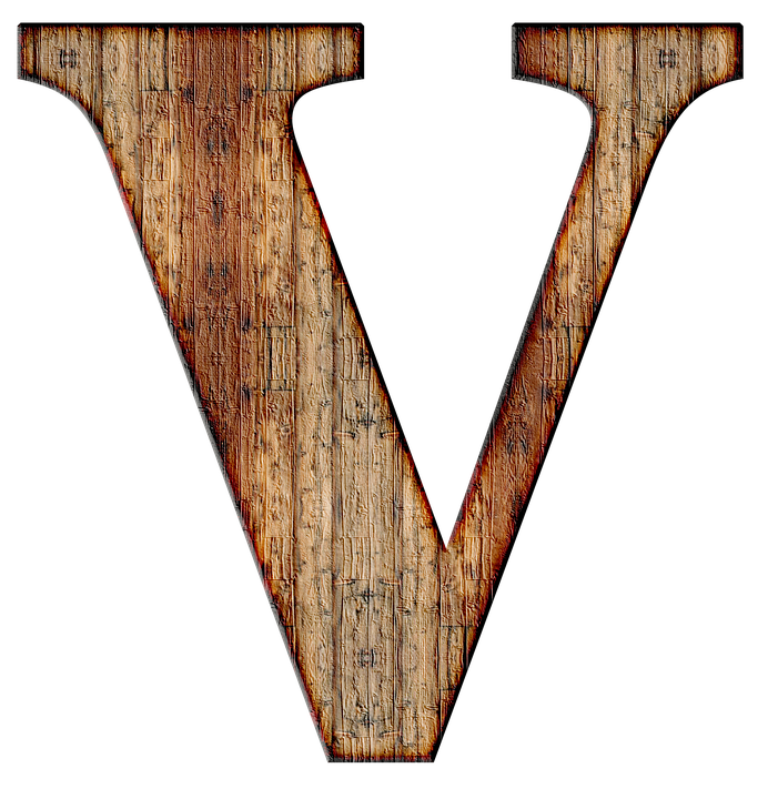 Rustic Wooden Letter V PNG