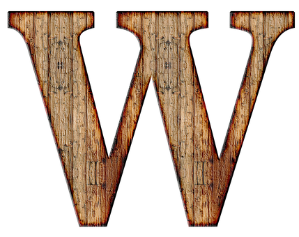Rustic Wooden Letter W PNG