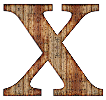 Rustic Wooden Letter X PNG