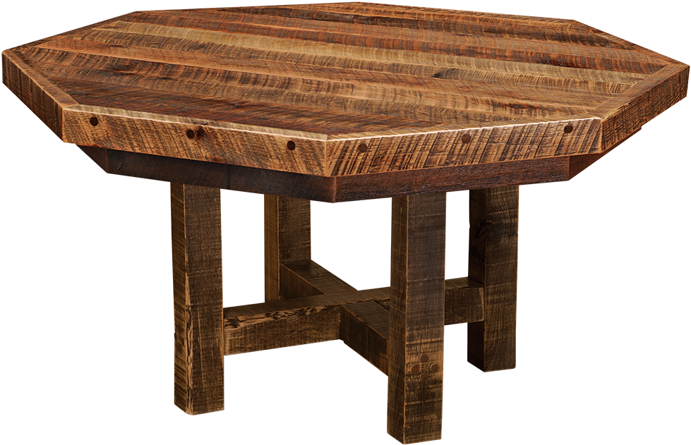 Rustic Wooden Octagonal Dining Table.png PNG