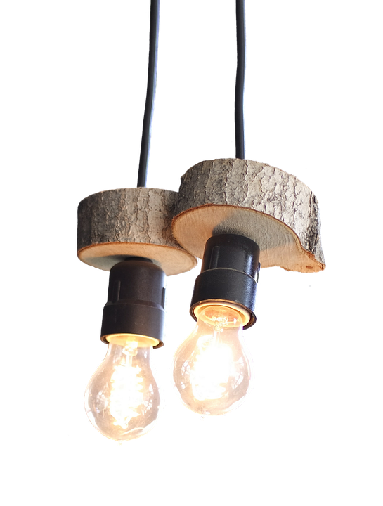 Rustic Wooden Pendant Lights PNG