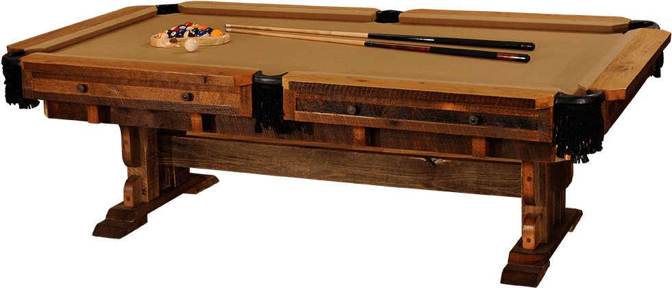 Rustic Wooden Pool Table PNG