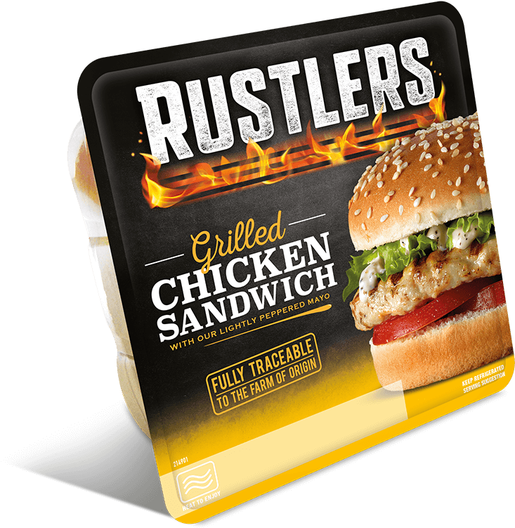 Rustlers Grilled Chicken Sandwich Packaging PNG