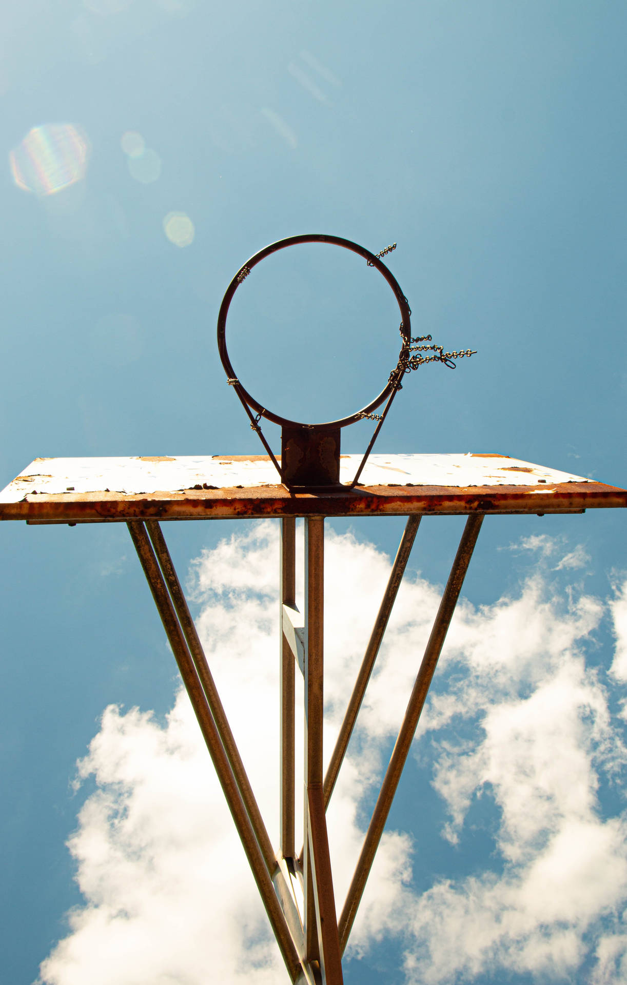 Rusty Basketball Hoop in the Sky Wallpaper