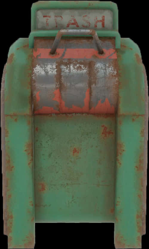 Rusty Green Trash Can PNG