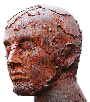 Rusty Metallic Sculpture Head PNG
