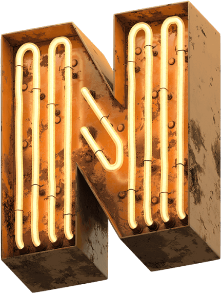 Rusty Neon Letter N PNG