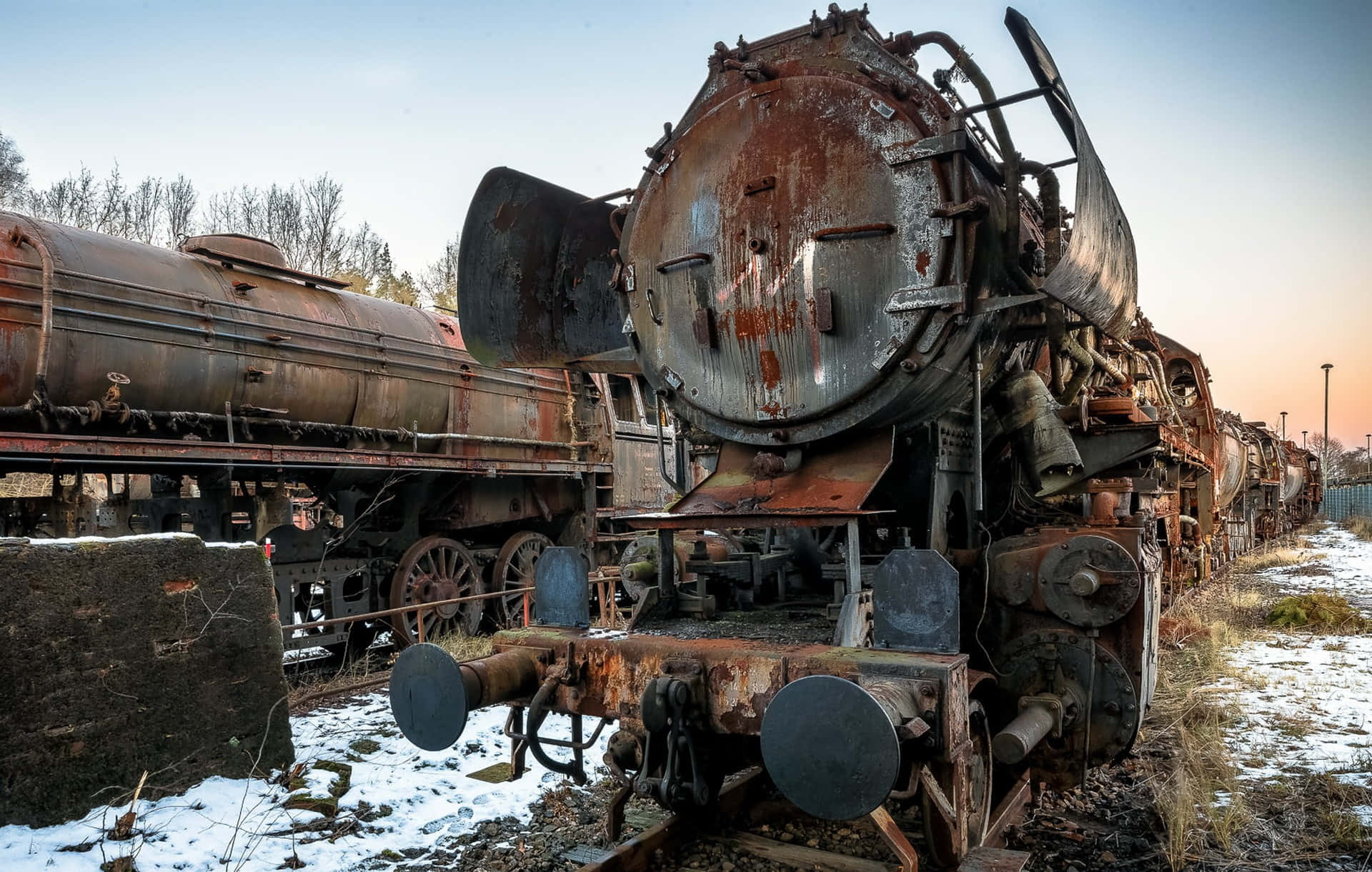 Épave De Train Ancien Rouillé Fond d'écran