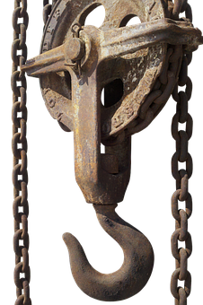 Rusty Pulley Hookand Chain PNG