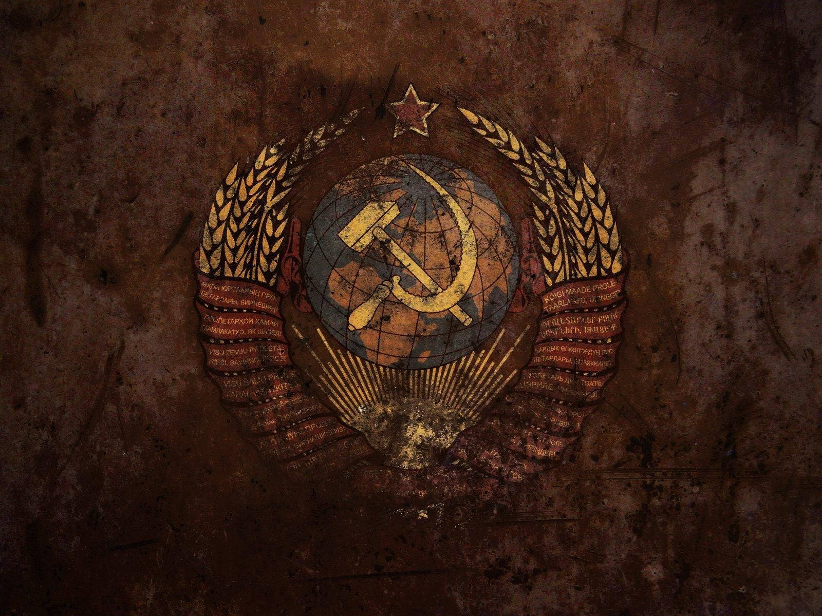 Logotipoenferrujado Da Bandeira Da União Soviética. Papel de Parede
