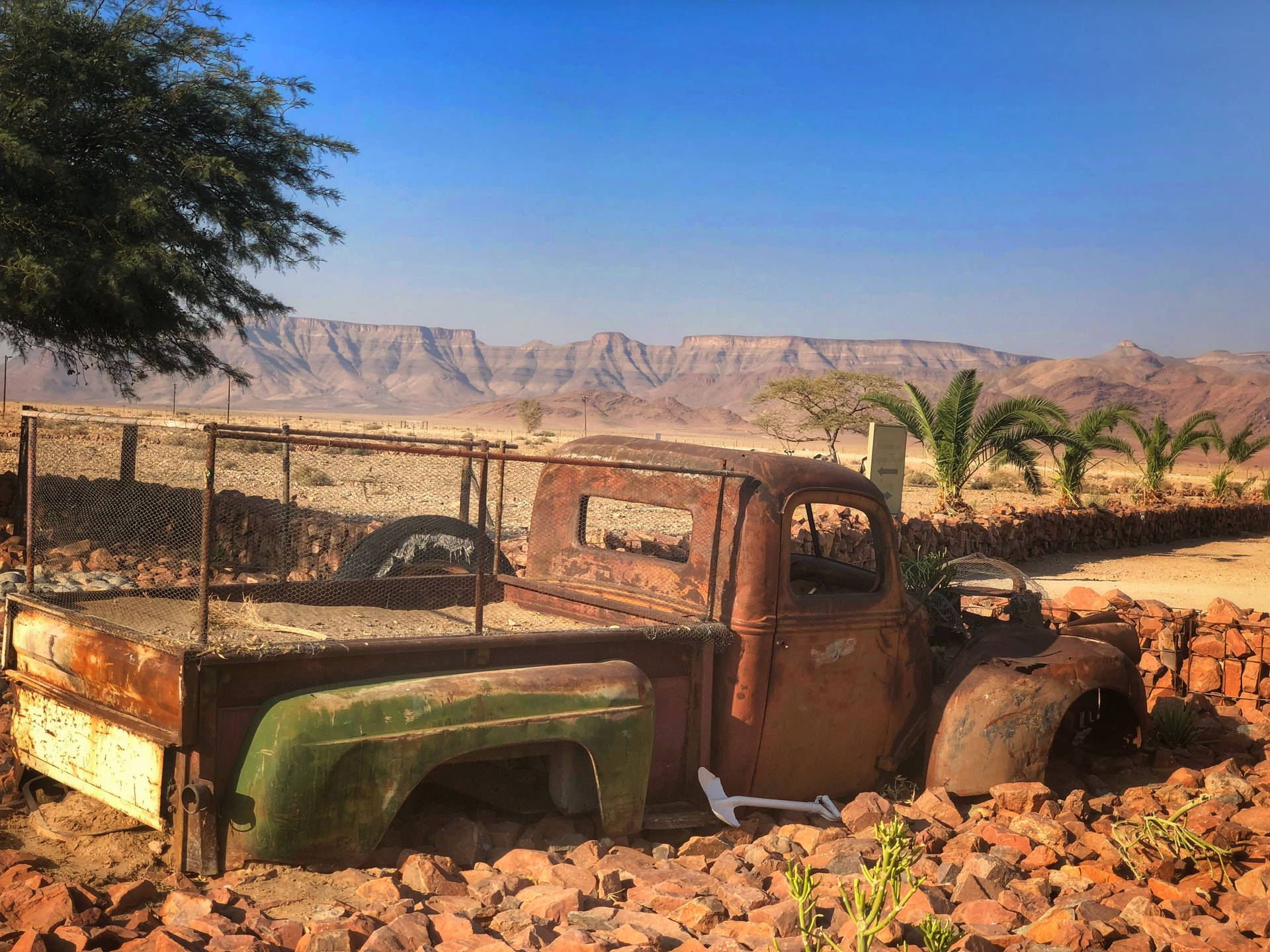 Rusty Truck In The Desert In Namibia
