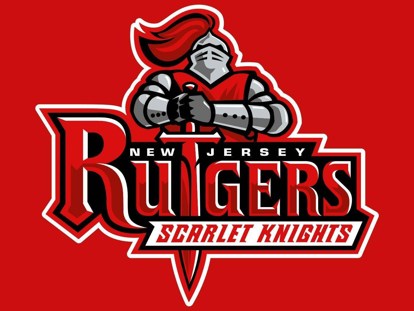 Rutgers Scarlet Knights Logo Tapet: Udtryk din skole stolthed med et rumfornyende Tapet af Rutgers Scarlet Knights logo. Wallpaper