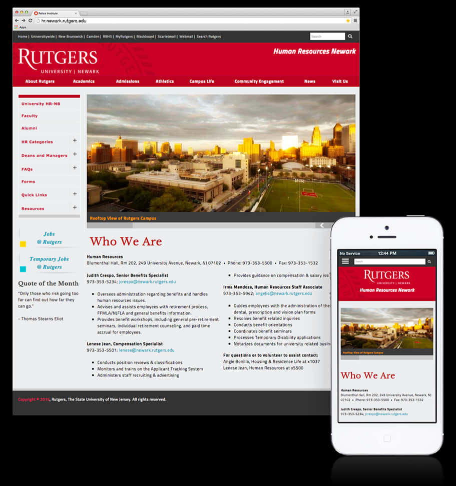 Rutgers University H R Website Responsive Design PNG