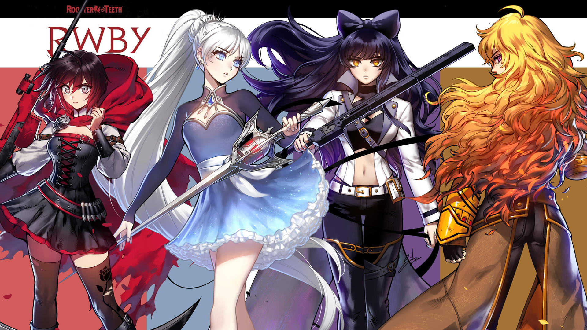A group of powerful warriors from RWBY anime Wallpaper