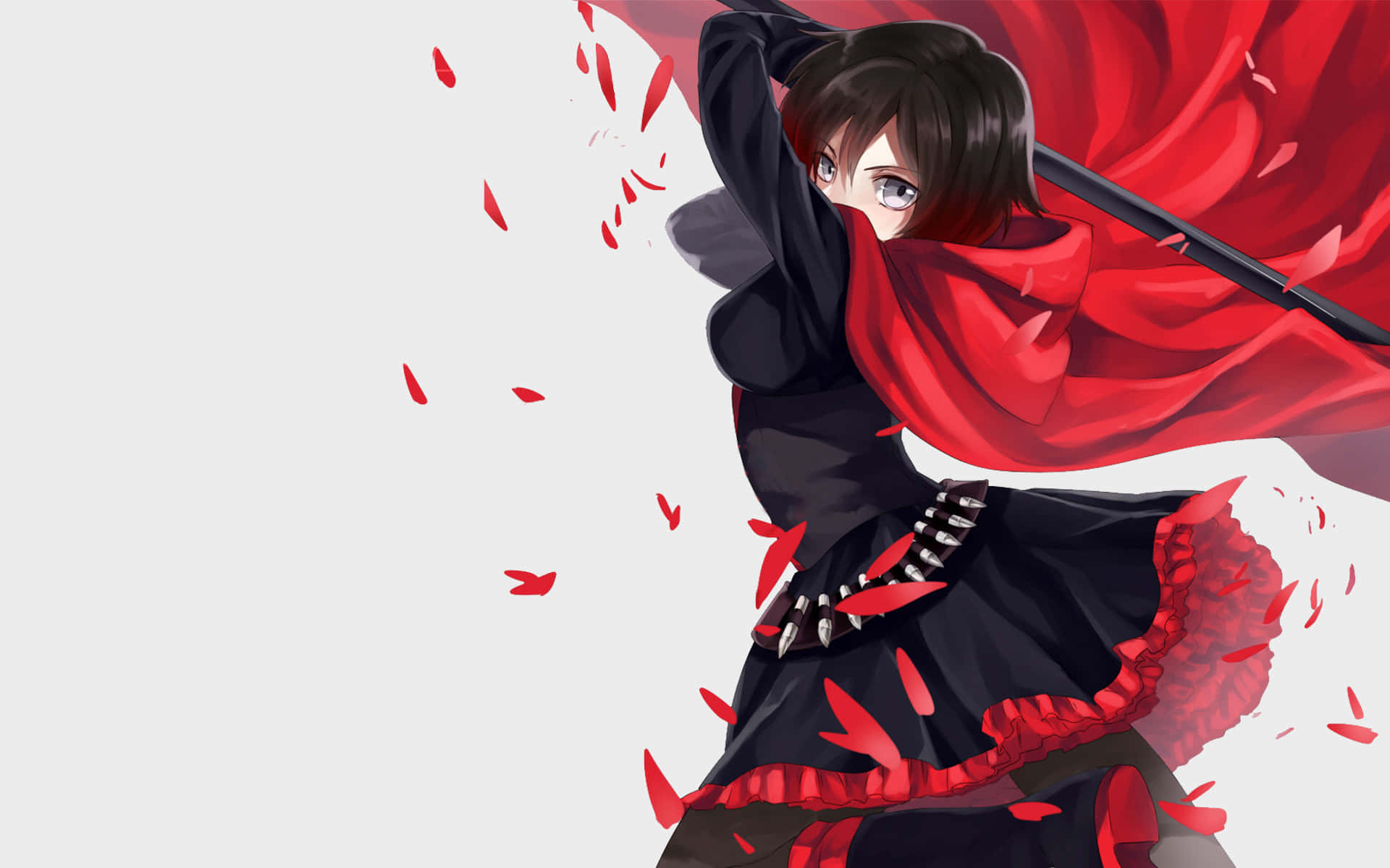Anime pige med rød kappe og sværd.
