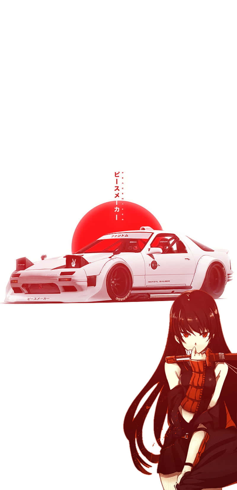 Download Rx 7 Against The Flag Of Japan Jdm Anime Wallpaper 