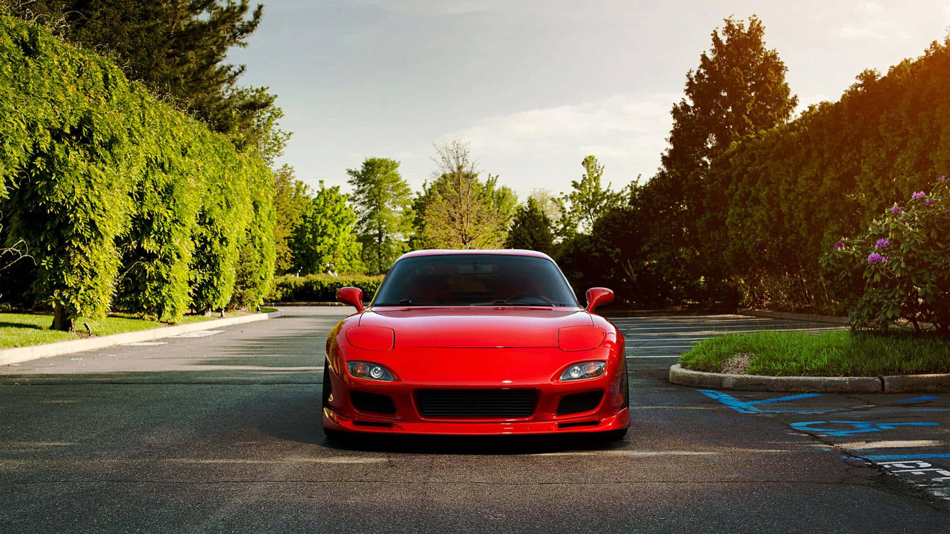 Front View Of Red Mazda Rx7 Fc Classic Code Wallpaper