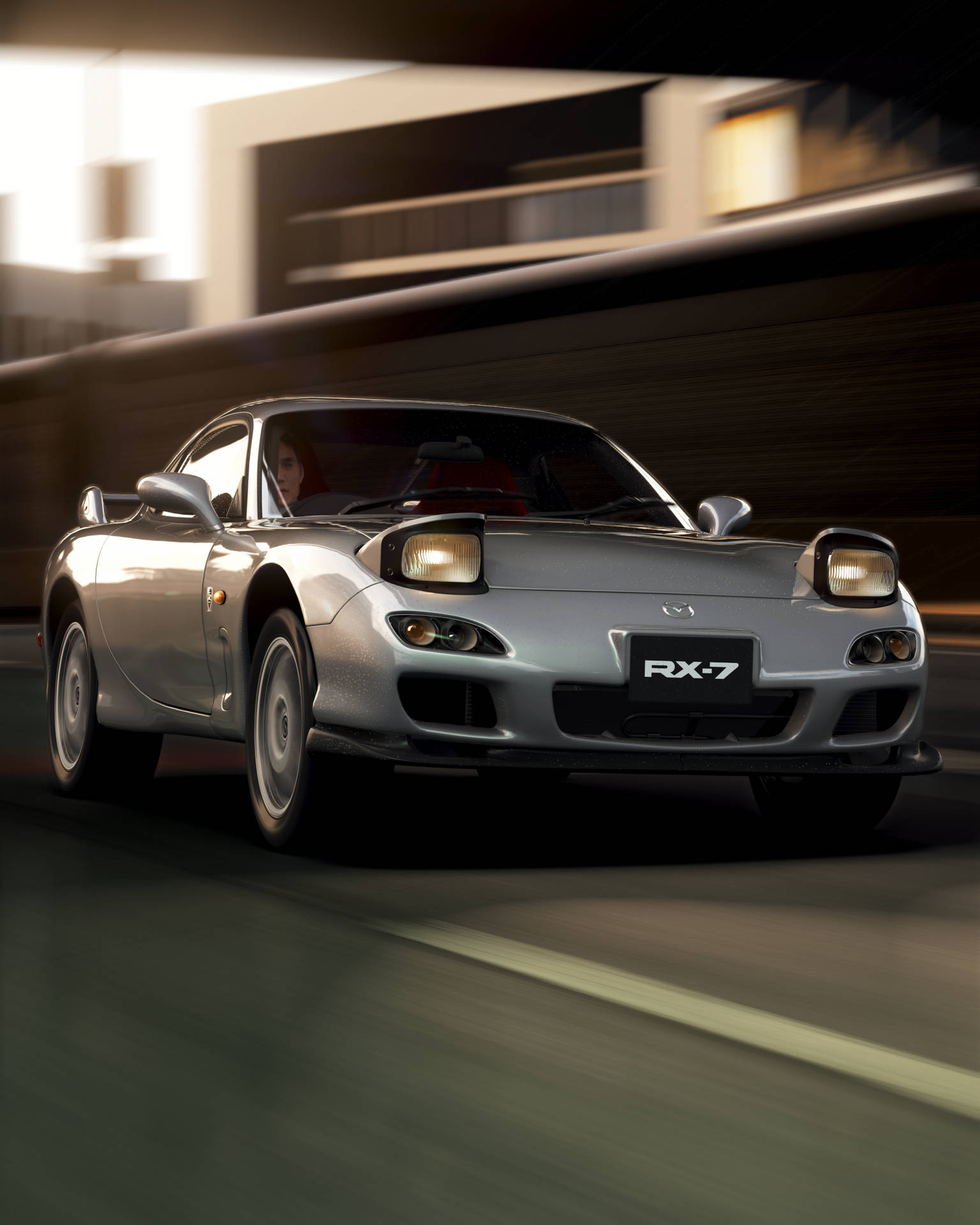Download Silver RX7 And Purple City Wallpaper | Wallpapers.com