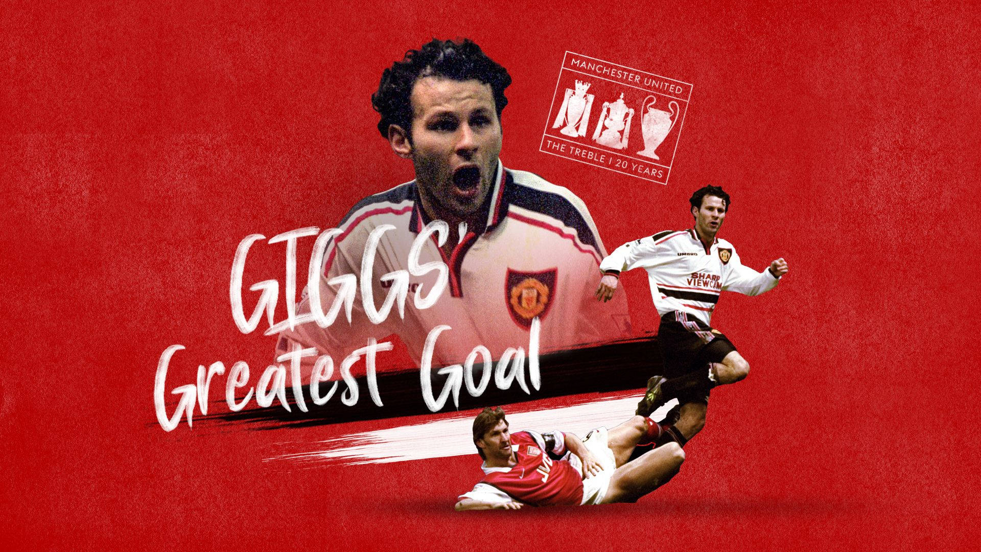 Ryan Giggs Greatest Goal Dekoration Væg Tapet: Tag dig plads i fodboldhistorien med dette Ryan Giggs tapet af Englands største spiller. Wallpaper
