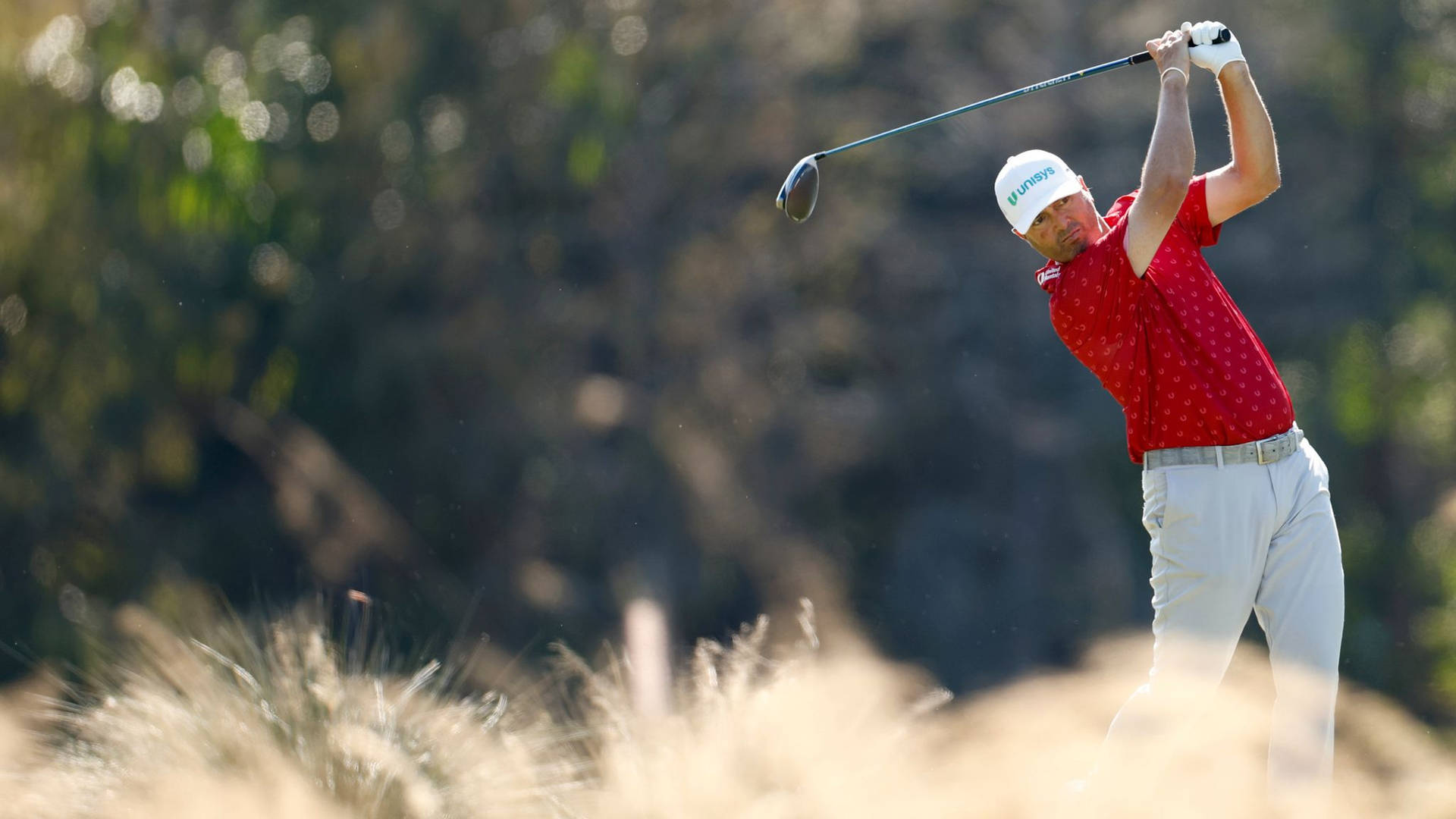 Ryan Palmer With Red Shirt Golfing Wallpaper