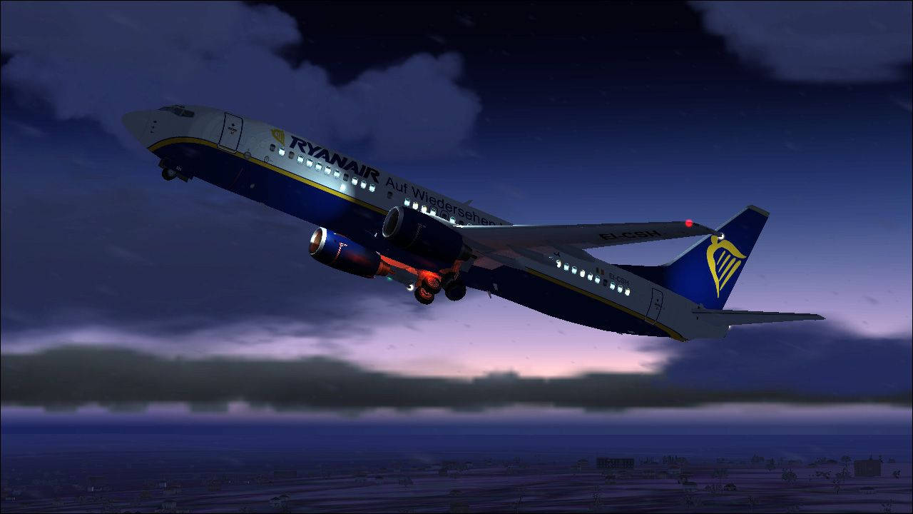 Ryanairfliegt Am Nachthimmel. Wallpaper
