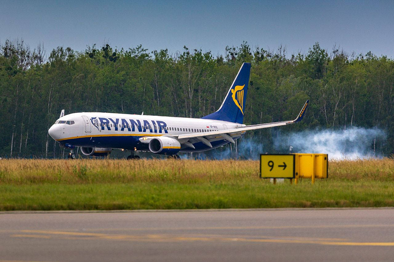 Ryanair With A Forest Background Wallpaper