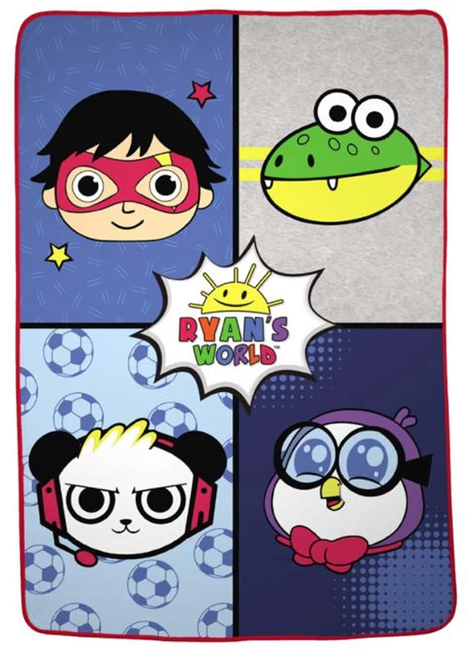 A Blanket With Four Different Cartoon Characters Wallpaper