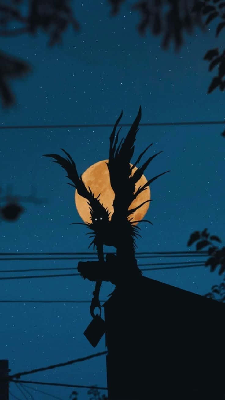 Ryuk Silhouette Against Moon Wallpaper