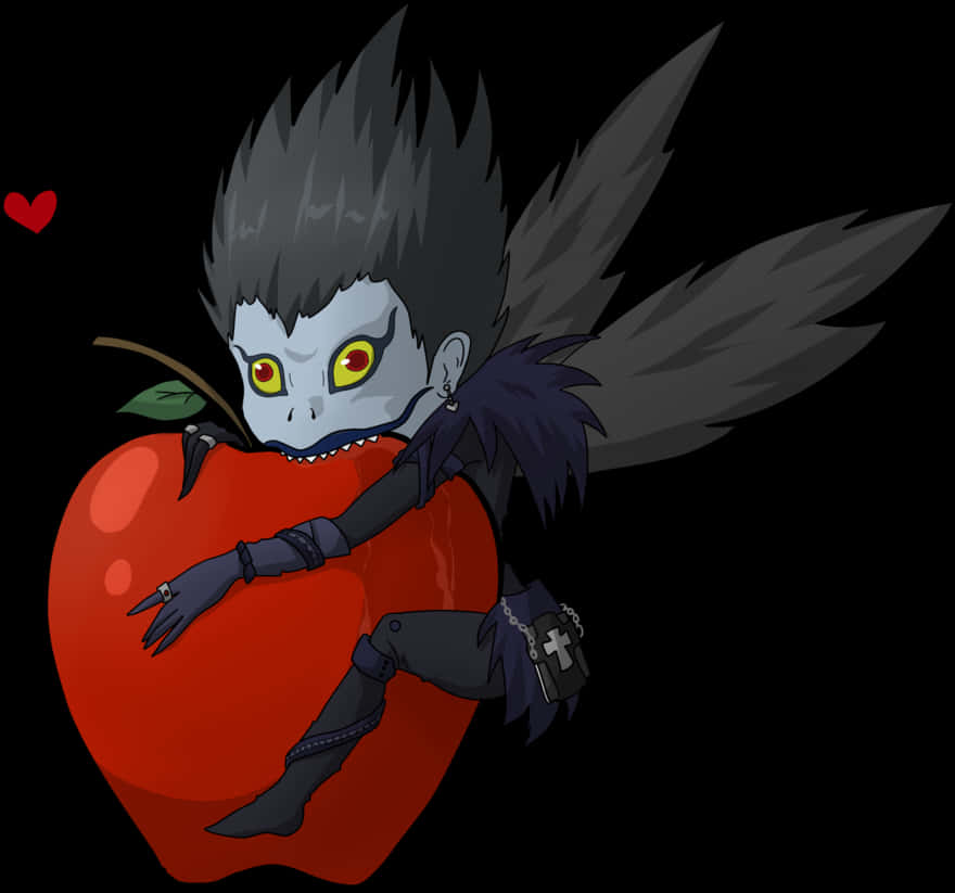 Ryuk_with_ Apple_ Love PNG