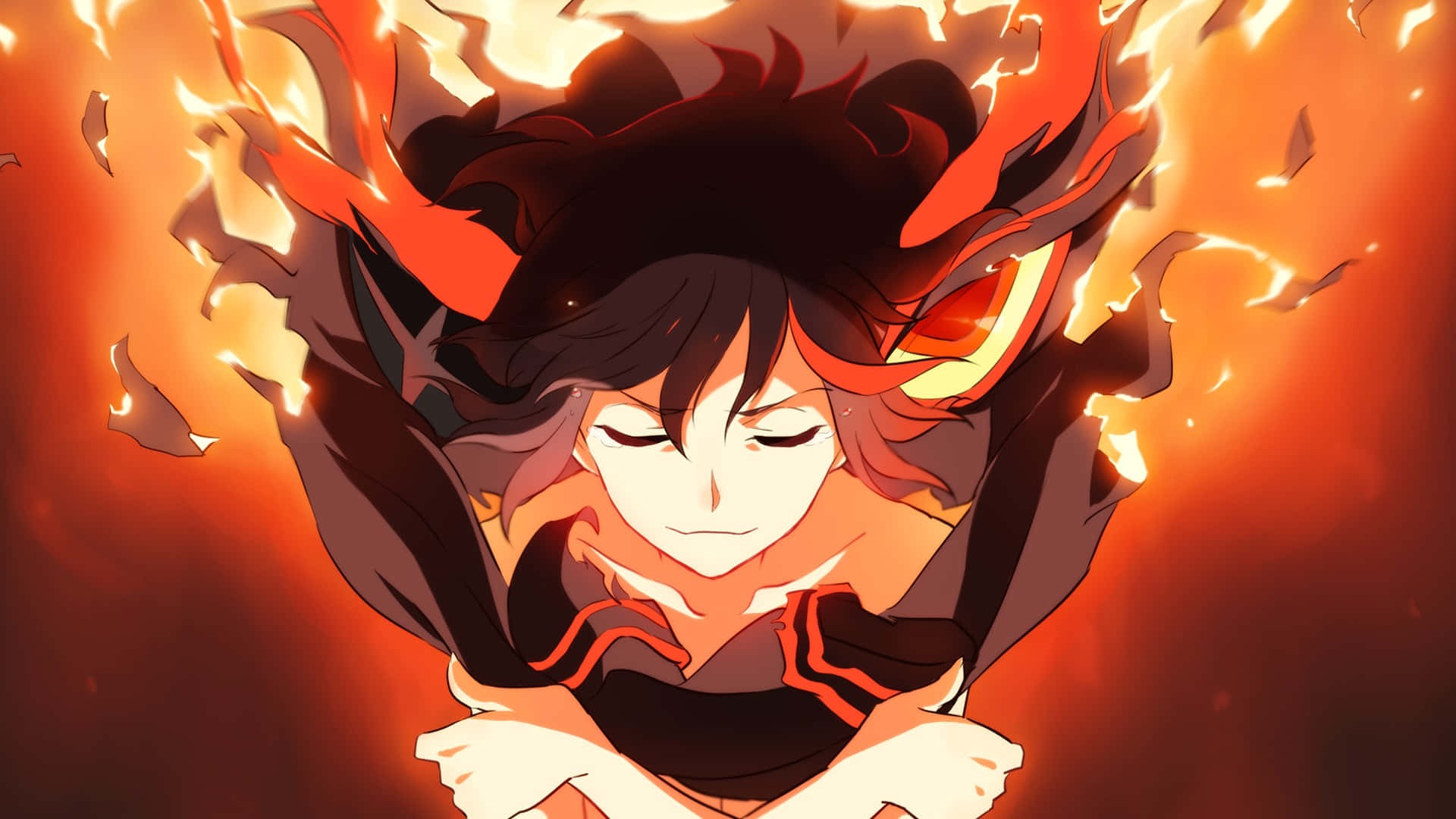 Ryuko Matoi fiercely poses in her iconic outfit Wallpaper