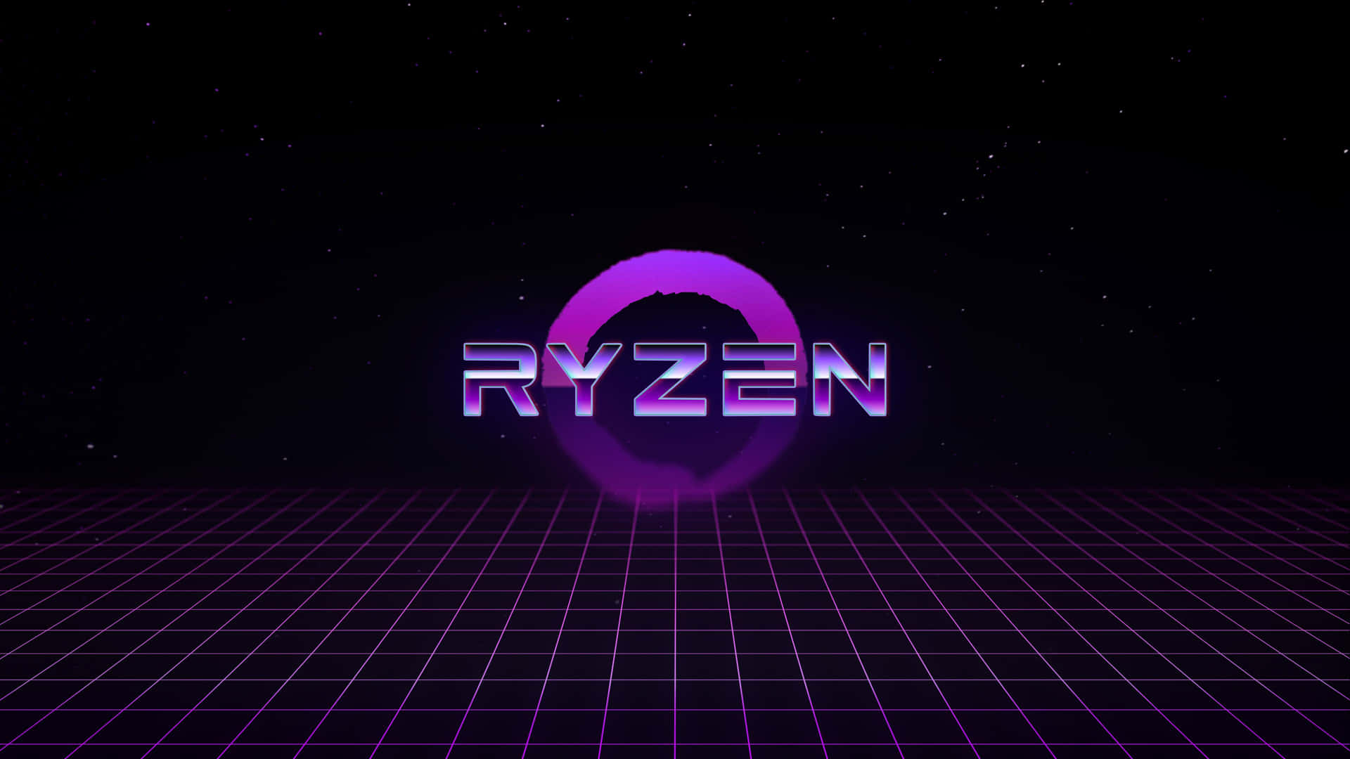 Ryzen Logo Retro Grid Background Wallpaper