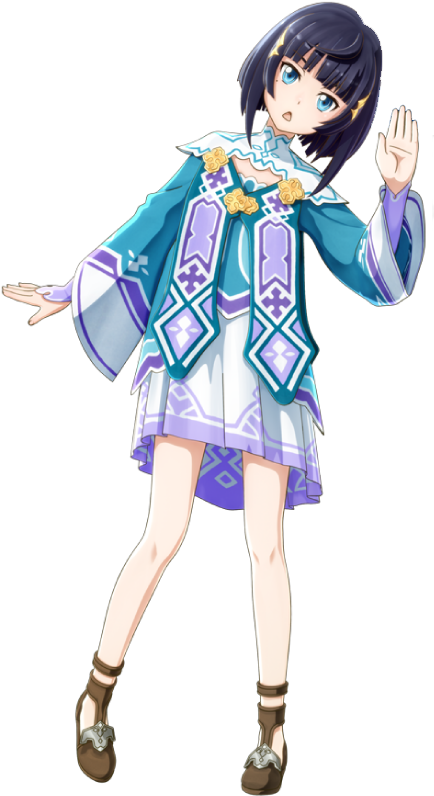 S A O Animated Characterin Blue Outfit PNG
