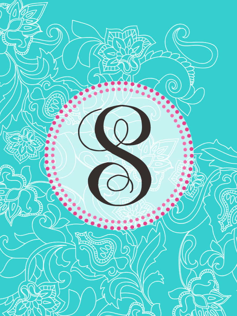Download A Blue And Pink Floral Pattern With A Monogram
