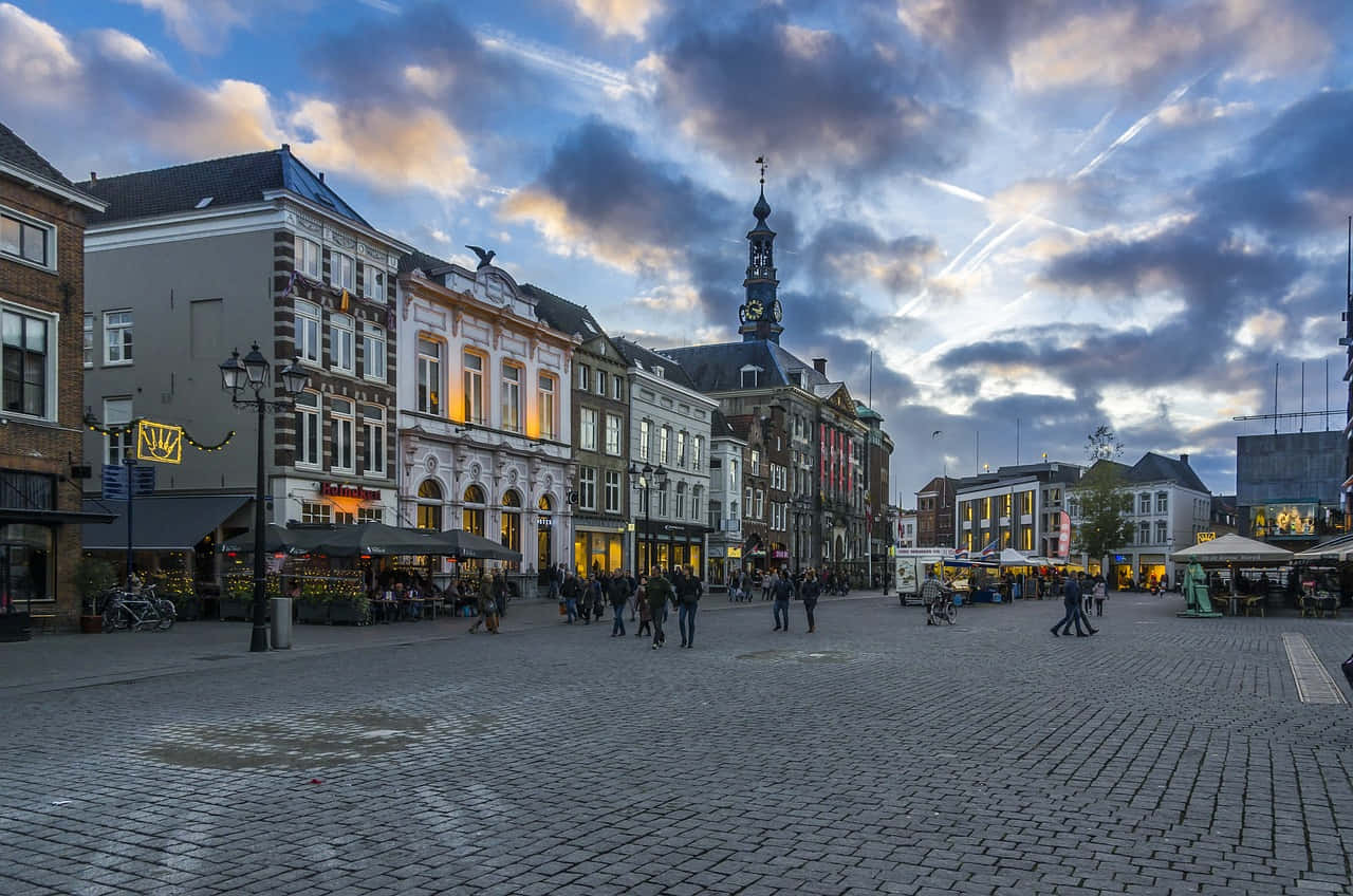 S-hertogenbosch Marktplein Dusk Achtergrond