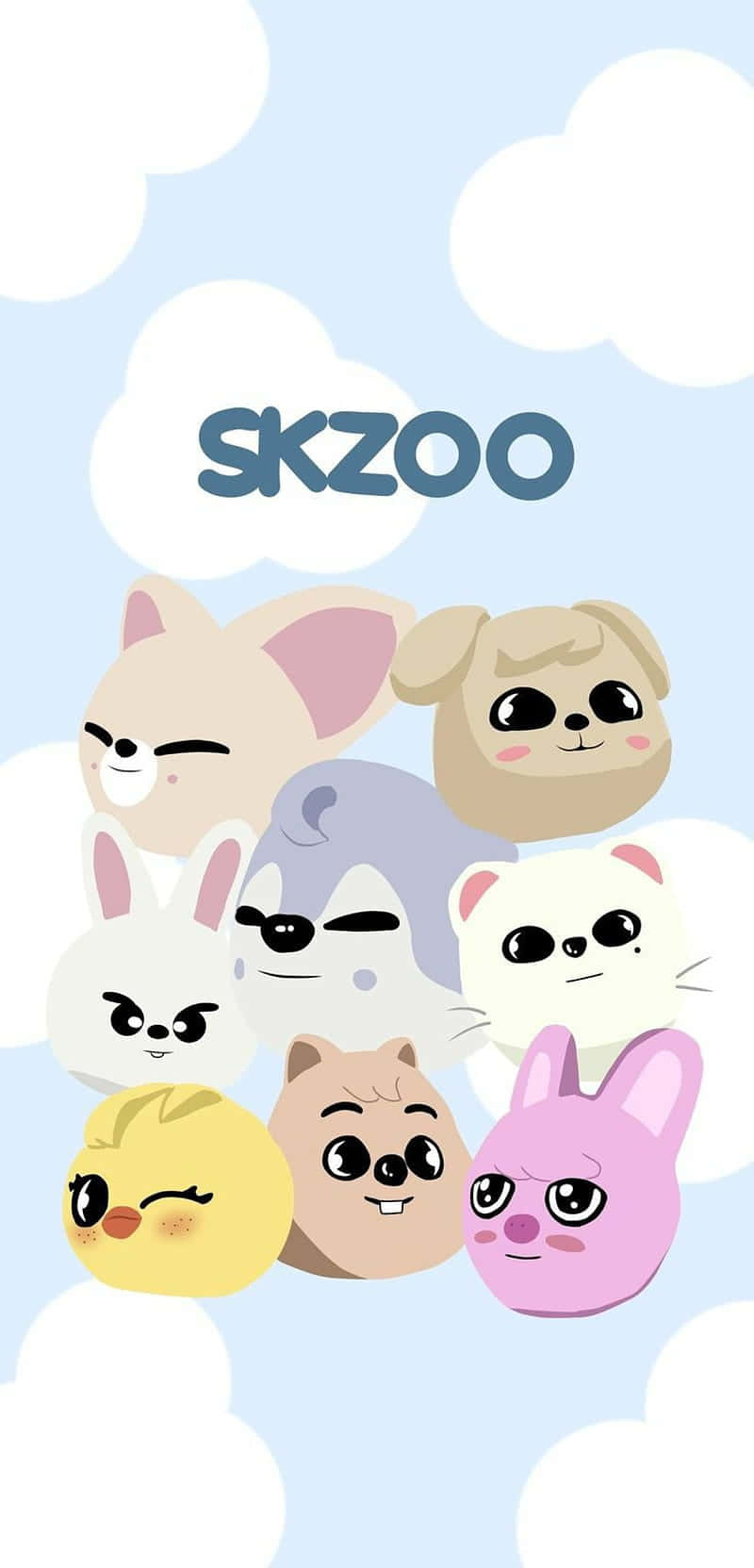 S K Z O O Characters Cloud Background Wallpaper