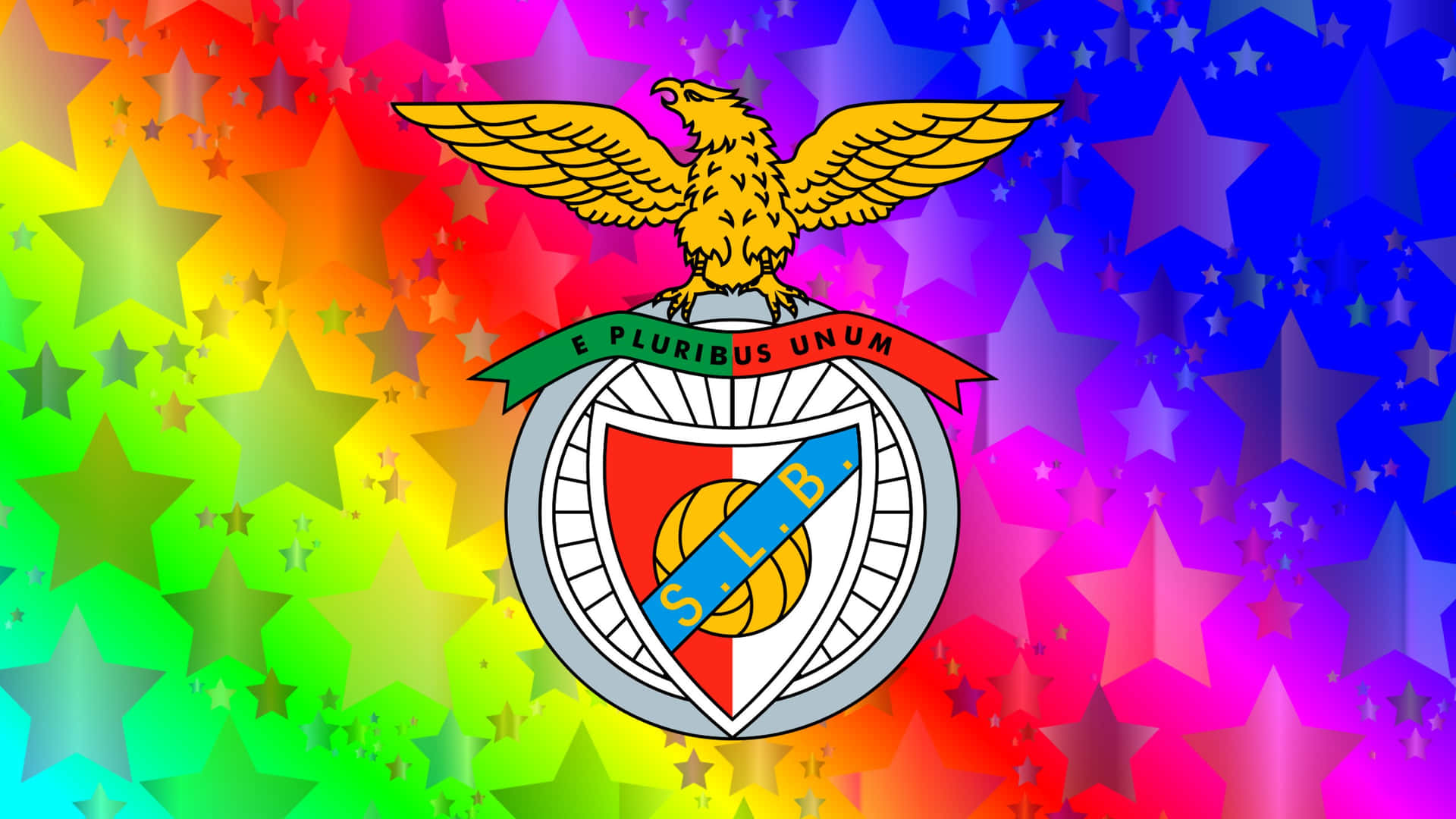 S L Benfica Logo Rainbow Stars Background Wallpaper