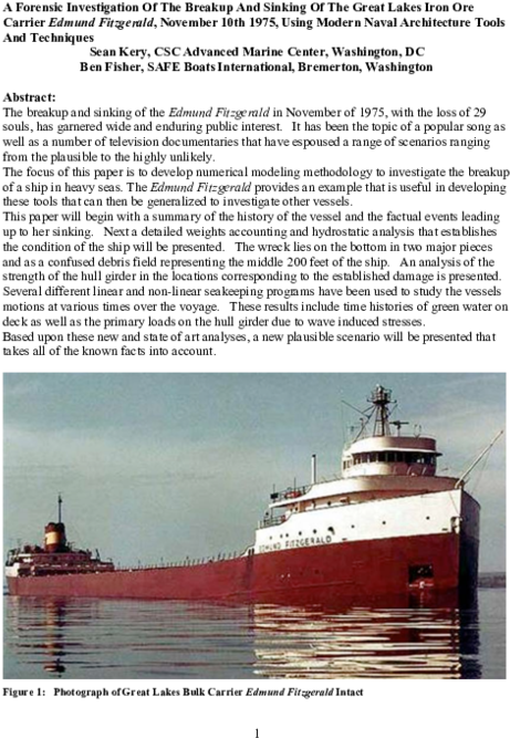 S S Edmund Fitzgerald Research Document PNG