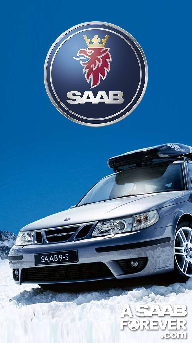 Saab Car Company Poster Blue Background